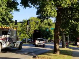 Coal tender weaves through the traffic signals at 1st and Story on Wednesday evening