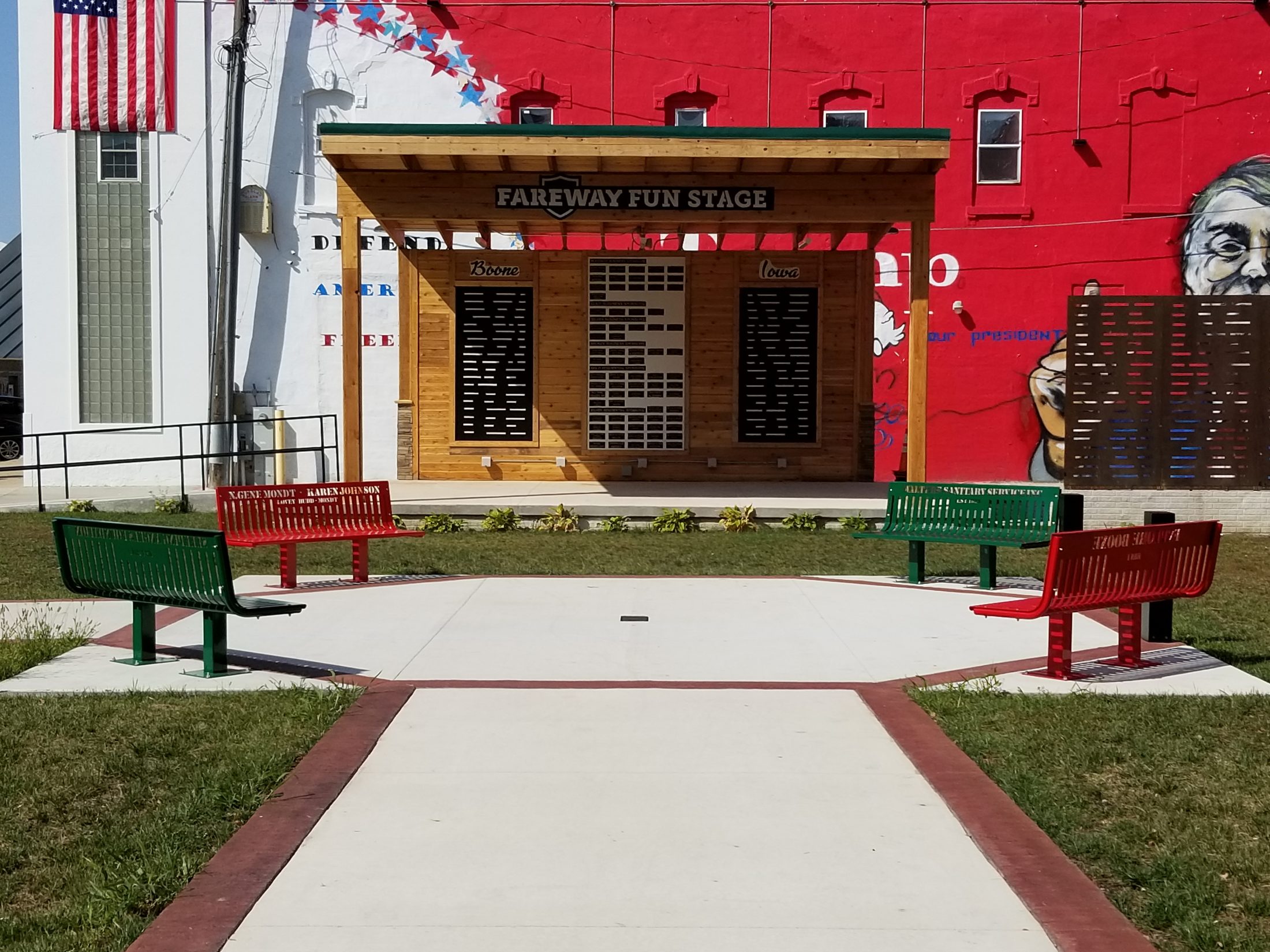 The Fareway Fun Stage located in the Greenspace in downtown Boone.