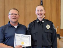 Boone Mayor John Slight after swearing in Tina Ann Lair-Van Meter to the Boone Police Department