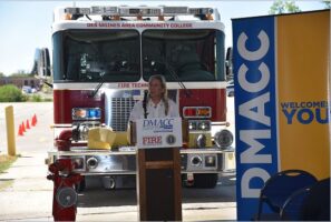 Pleasant Hill Fire Chief and former DMACC student Jamie Xayavong said she is pleased that when her community purchased a new ladder truck the city council unanimously endorsed donating the vehicle to DMACC.