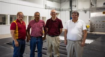 Dynamometer team members in the Department of Agricultural and Biosystems Engineering: (left to right) Andy Suby, Ario Kordestani, Brian Steward and Stuart Birrell. Photo by Sarah Hays, Iowa State University.