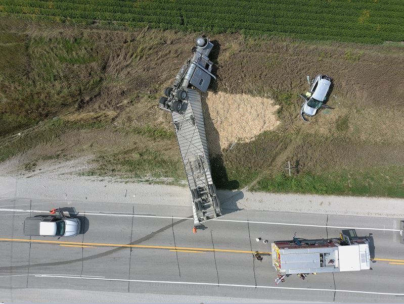 Drone photo of Wednesday's accident scene, courtesy Boone County Sheriff's Department. Photo contributed by Boone Police Department.