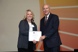 Steph Bower, BCH Human Resources Director, with Brian Dieter, IHA Board of Officers and Trustees Chair, and CEO of Mary Greeley Medical Center