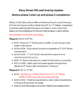 2024 08 16 Story Street Mill and Overlay Update